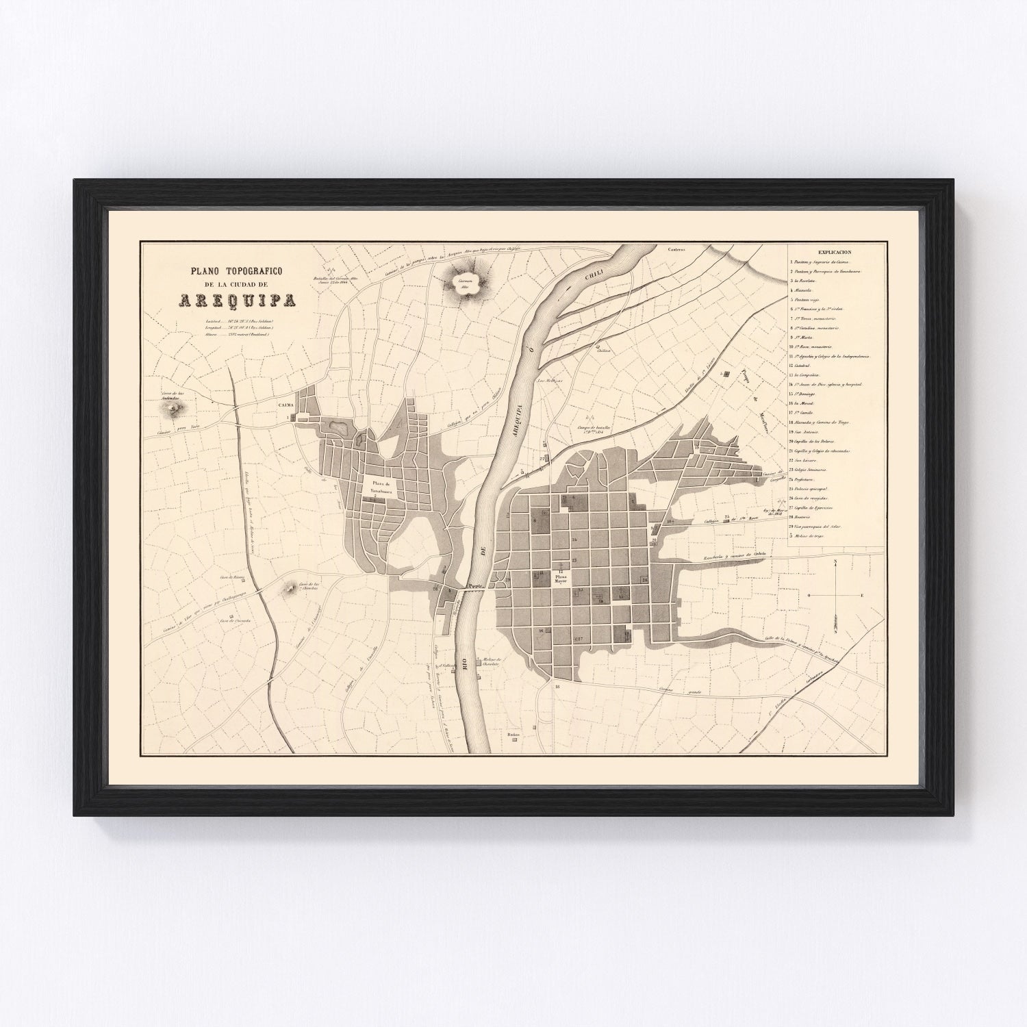 Vintage Map of Arequipa, Peru 1865