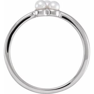 14K White Gold Cultured White Freshwater Pearl Cluster Ring
