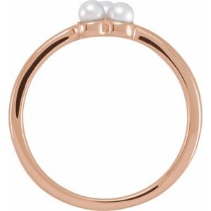 14K Rose Gold Cultured White Freshwater Pearl Cluster Ring
