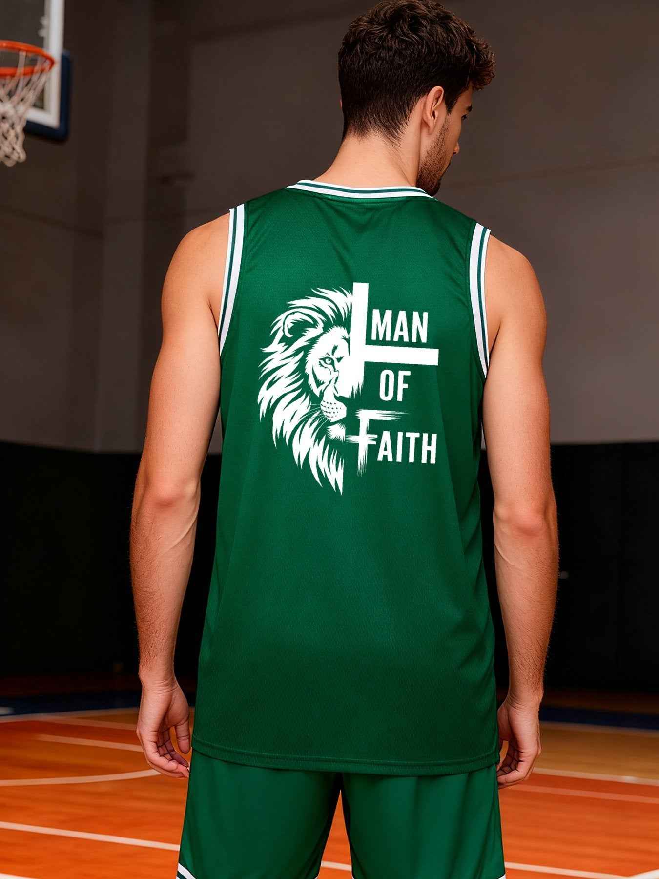 Man of Faith Adult Green Basketball Jersey | Ships From USA