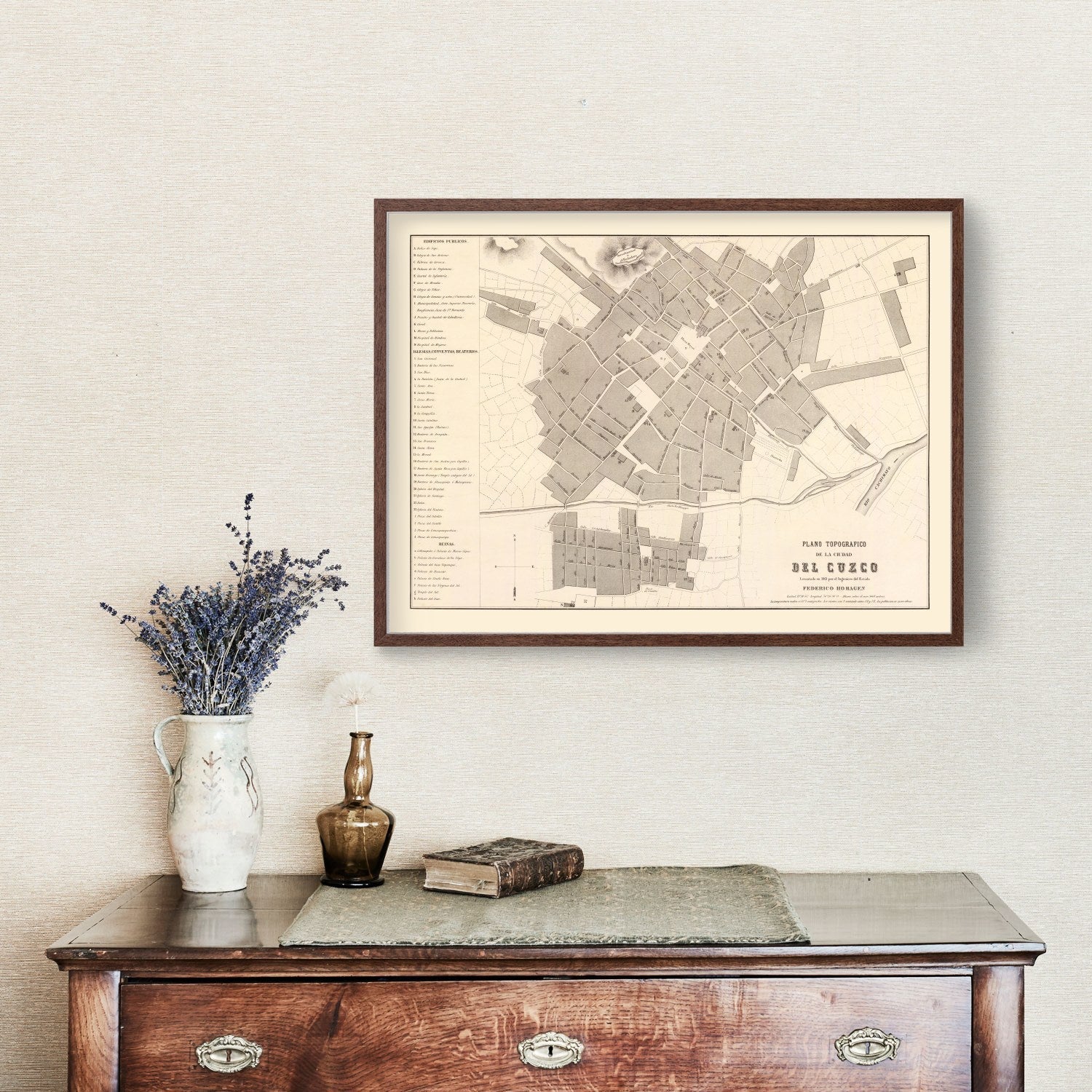 Vintage Map of Cuzco, Peru 1865