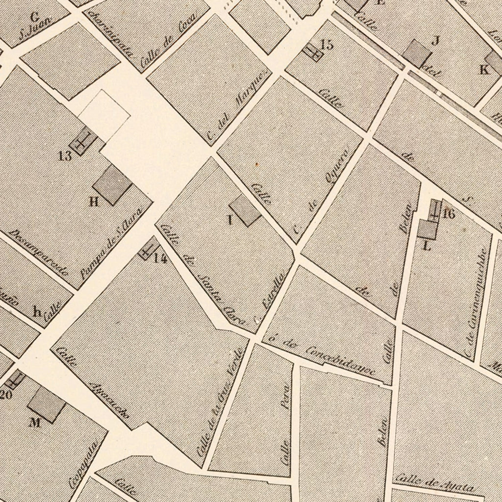 Vintage Map of Cuzco, Peru 1865
