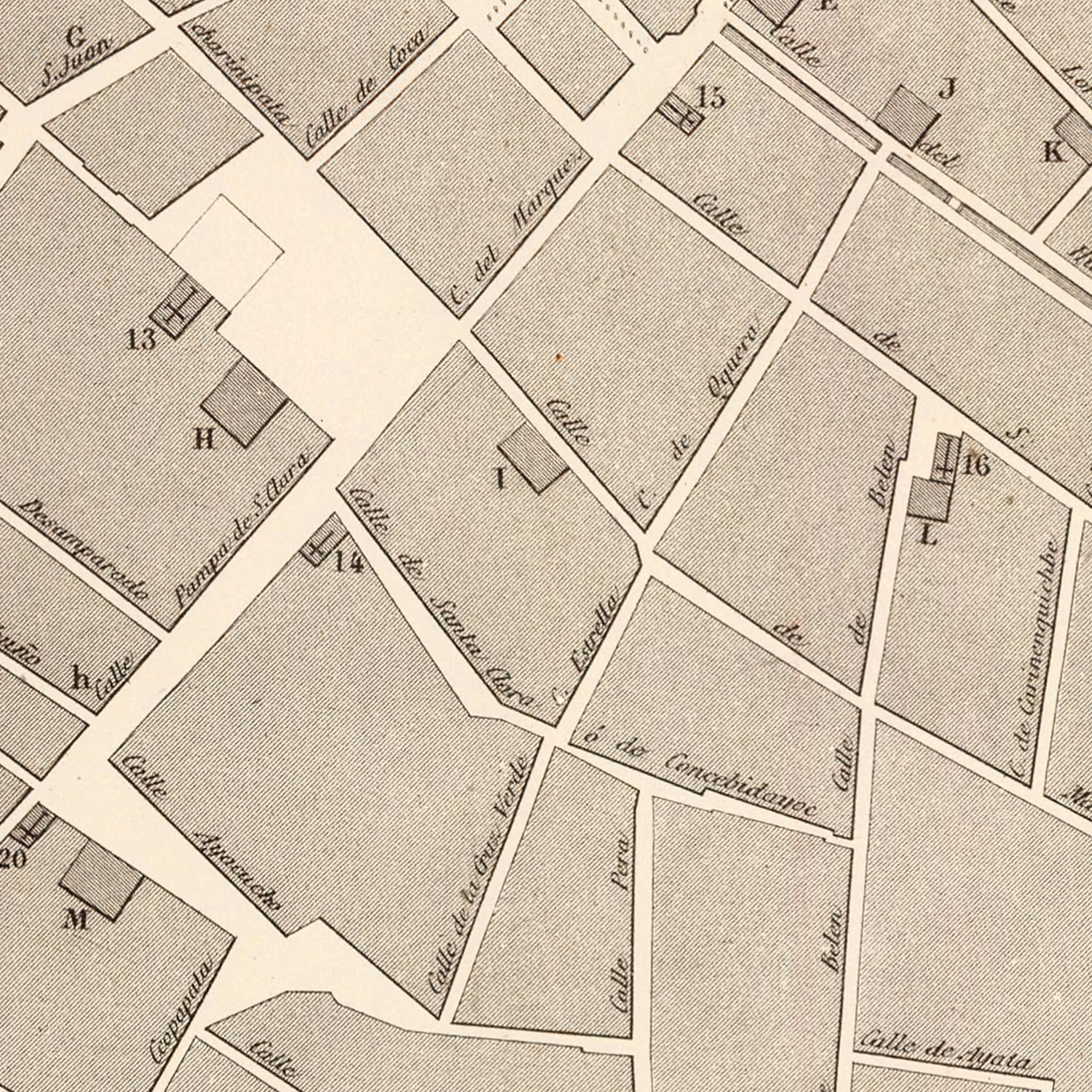 Vintage Map of Cuzco, Peru 1865