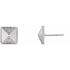 14K White Gold Accented Pyramid Earring Mounting