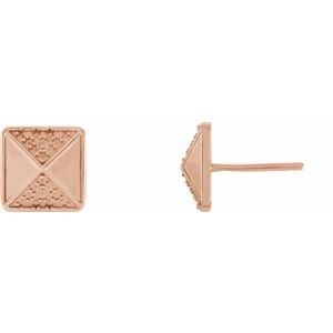 14K Rose Gold Accented Pyramid Earring Mounting