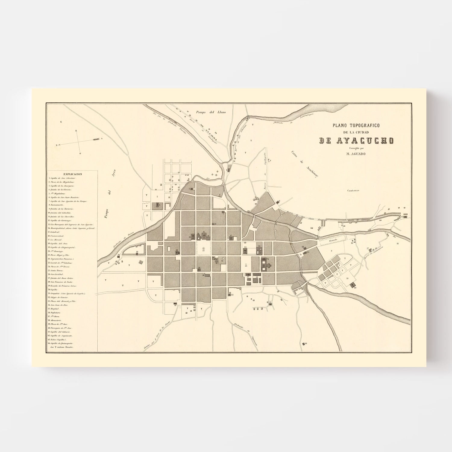 Vintage Map of Ayacucho, Peru 1865