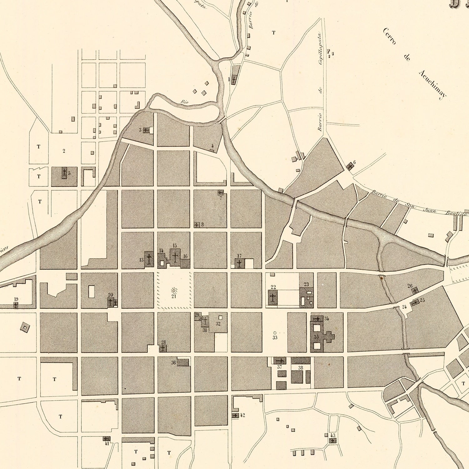 Vintage Map of Ayacucho, Peru 1865
