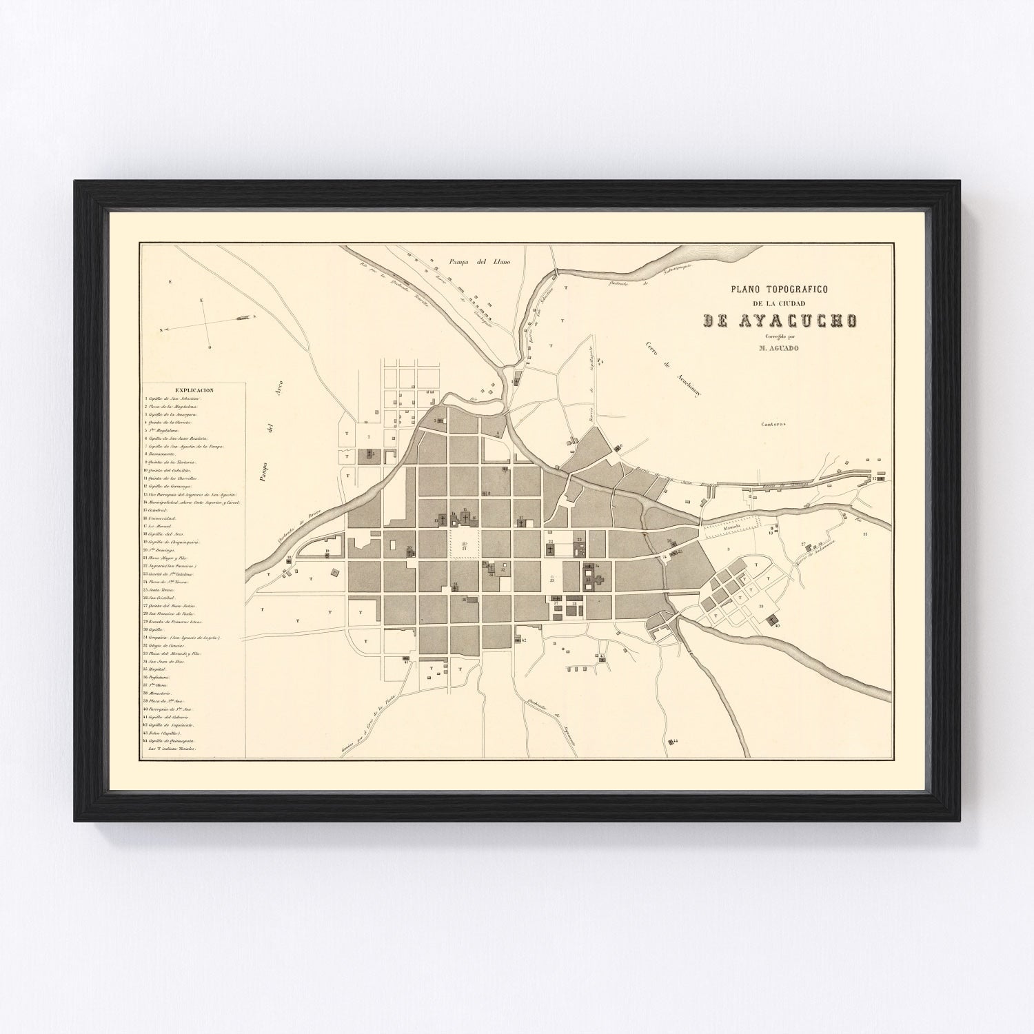Vintage Map of Ayacucho, Peru 1865