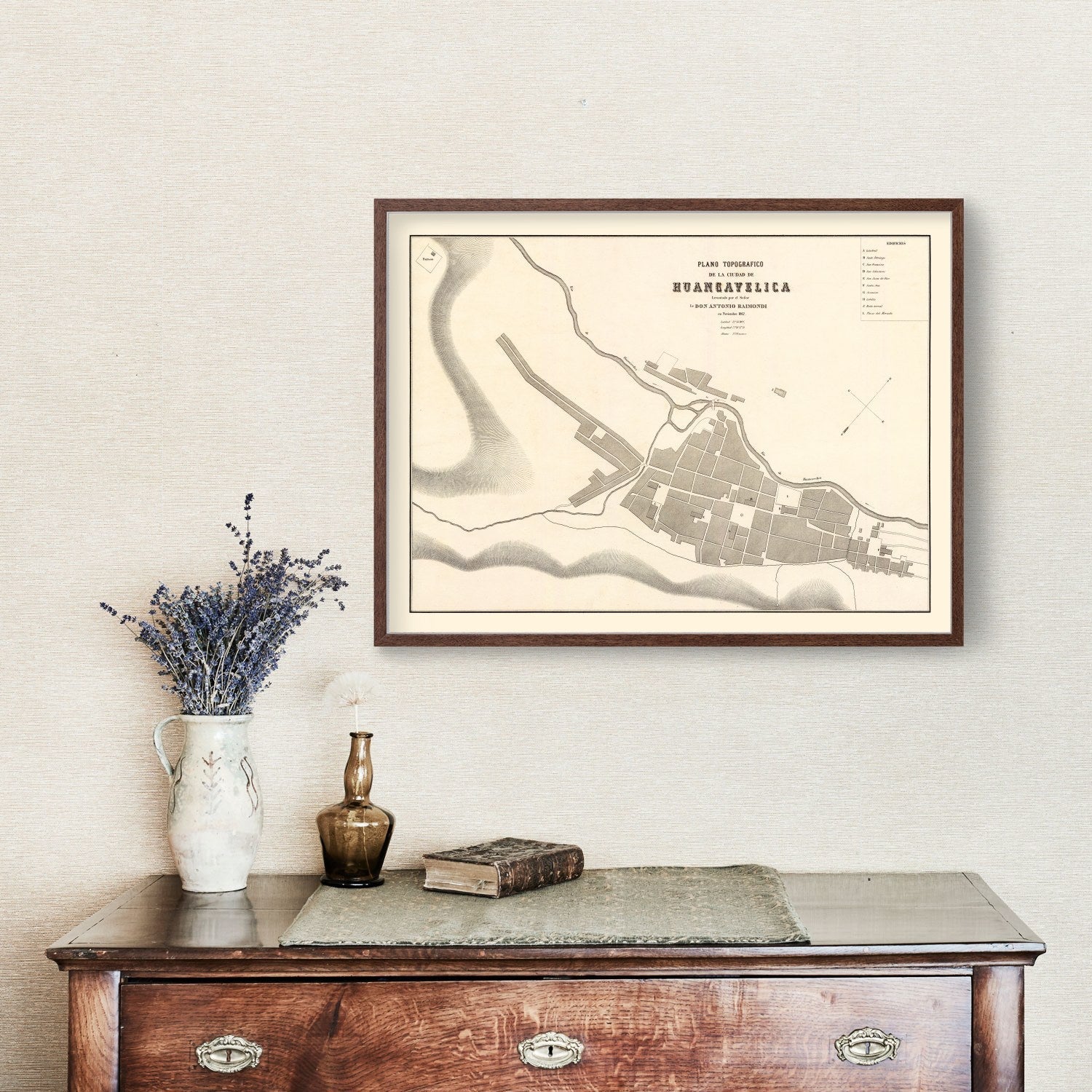 Vintage Map of Huancavelica, Peru 1865
