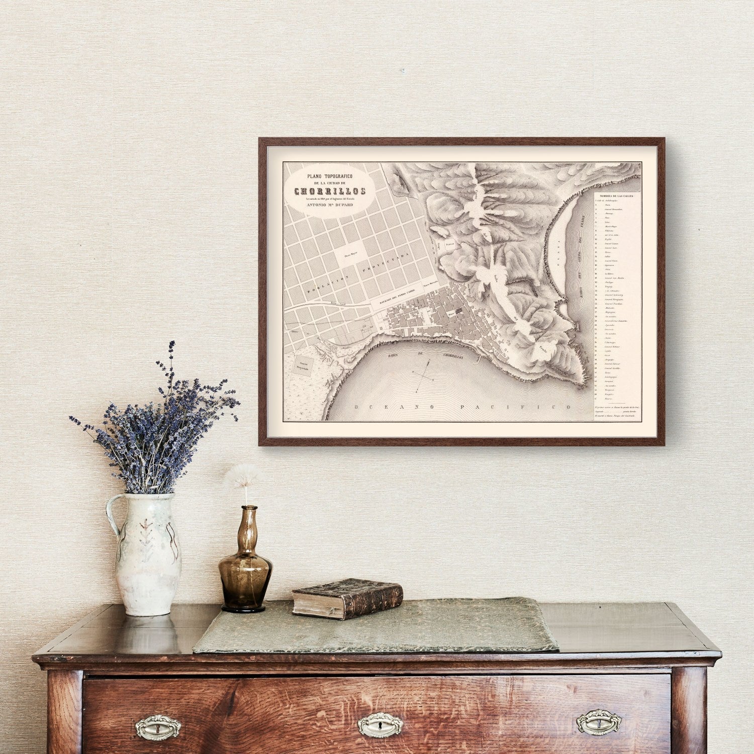Vintage Map of Chorrillos, Peru 1865