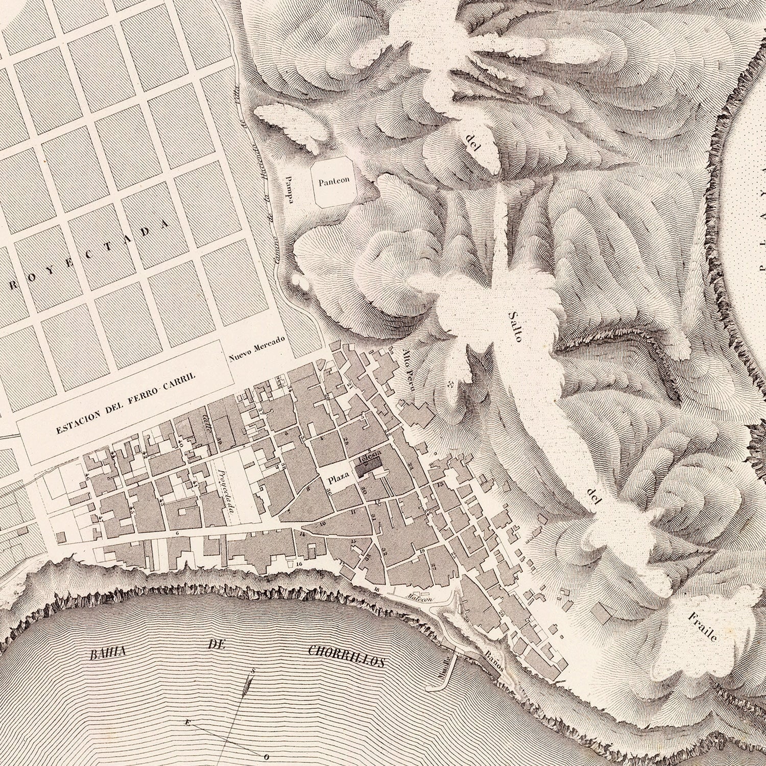 Vintage Map of Chorrillos, Peru 1865