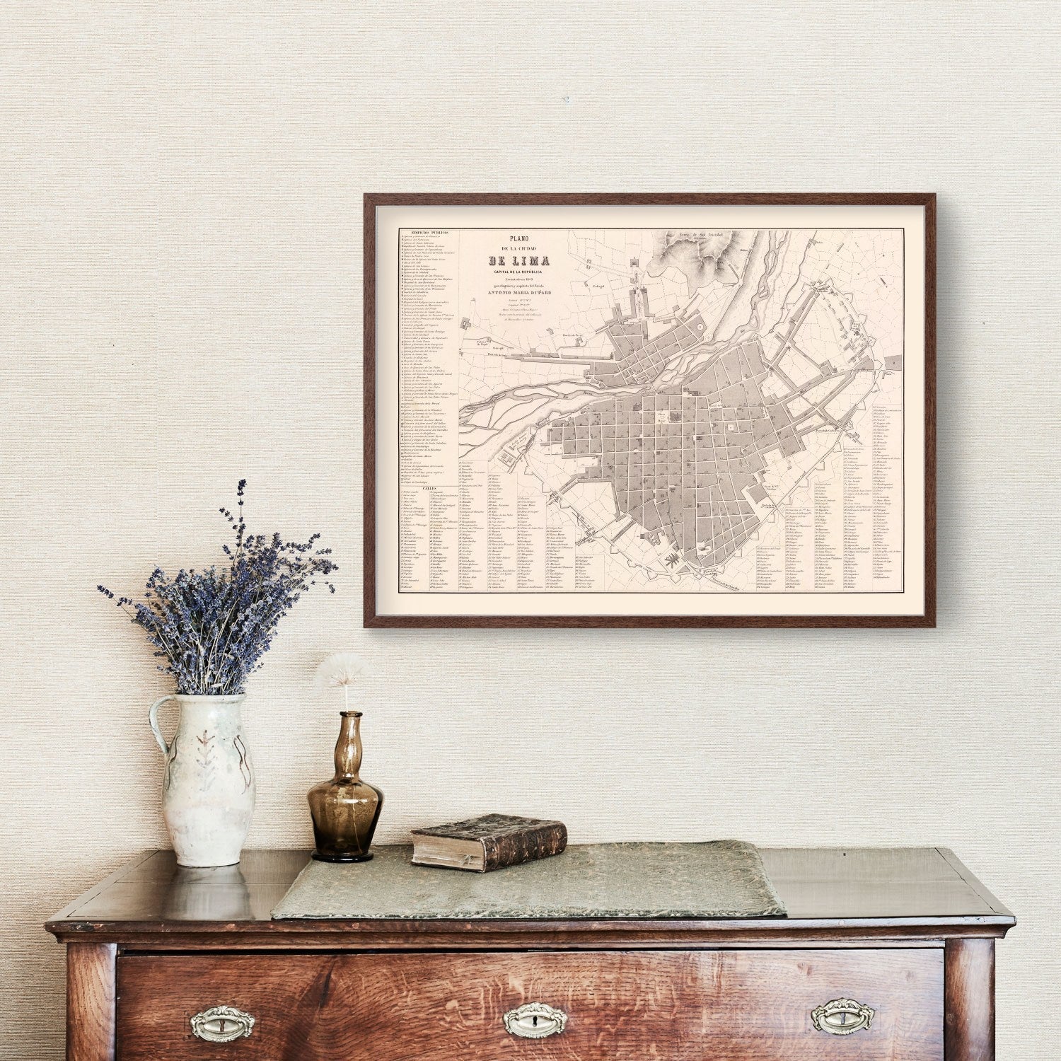 Vintage Map of Lima, Peru 1865