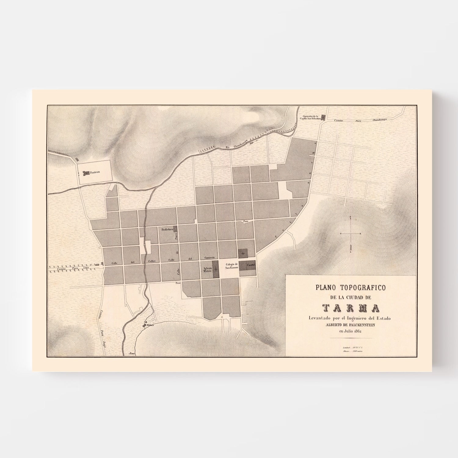 Vintage Map of Tarma, Peru 1865