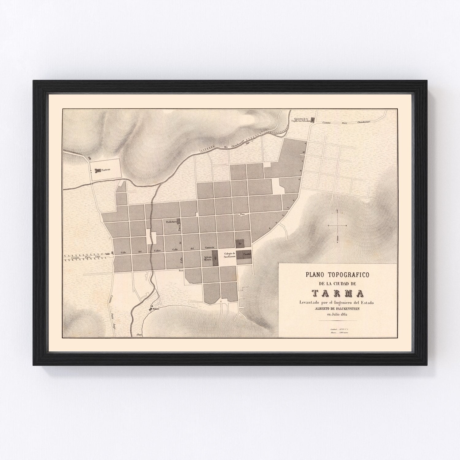 Vintage Map of Tarma, Peru 1865