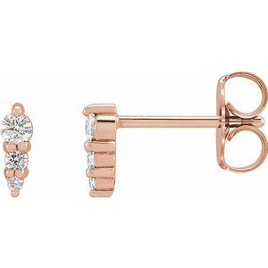 14K Rose Gold .08 CTW Natural Diamond Graduated Bar Earrings