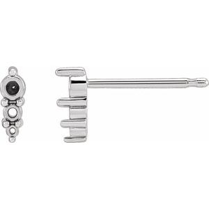 Platinum 2 mm Round 3-Stone Graduated Bar Earring Mounting