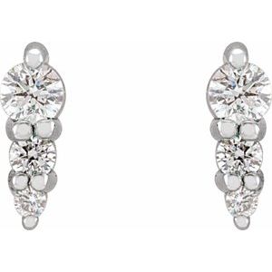 Platinum .08 CTW Natural Diamond Graduated Bar Earrings – image 2