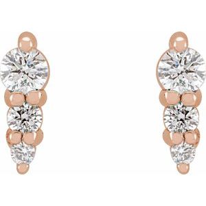 14K Rose Gold .08 CTW Natural Diamond Graduated Bar Earrings