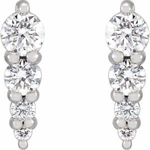 14K White Gold 1/5 CTW Natural Diamond Graduated Bar Earrings