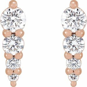 14K Rose Gold 1/5 CTW Natural Diamond Graduated Bar Earrings – image 2