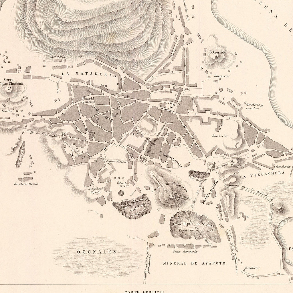 Vintage Map of Cerro de Pasco, Peru 1865