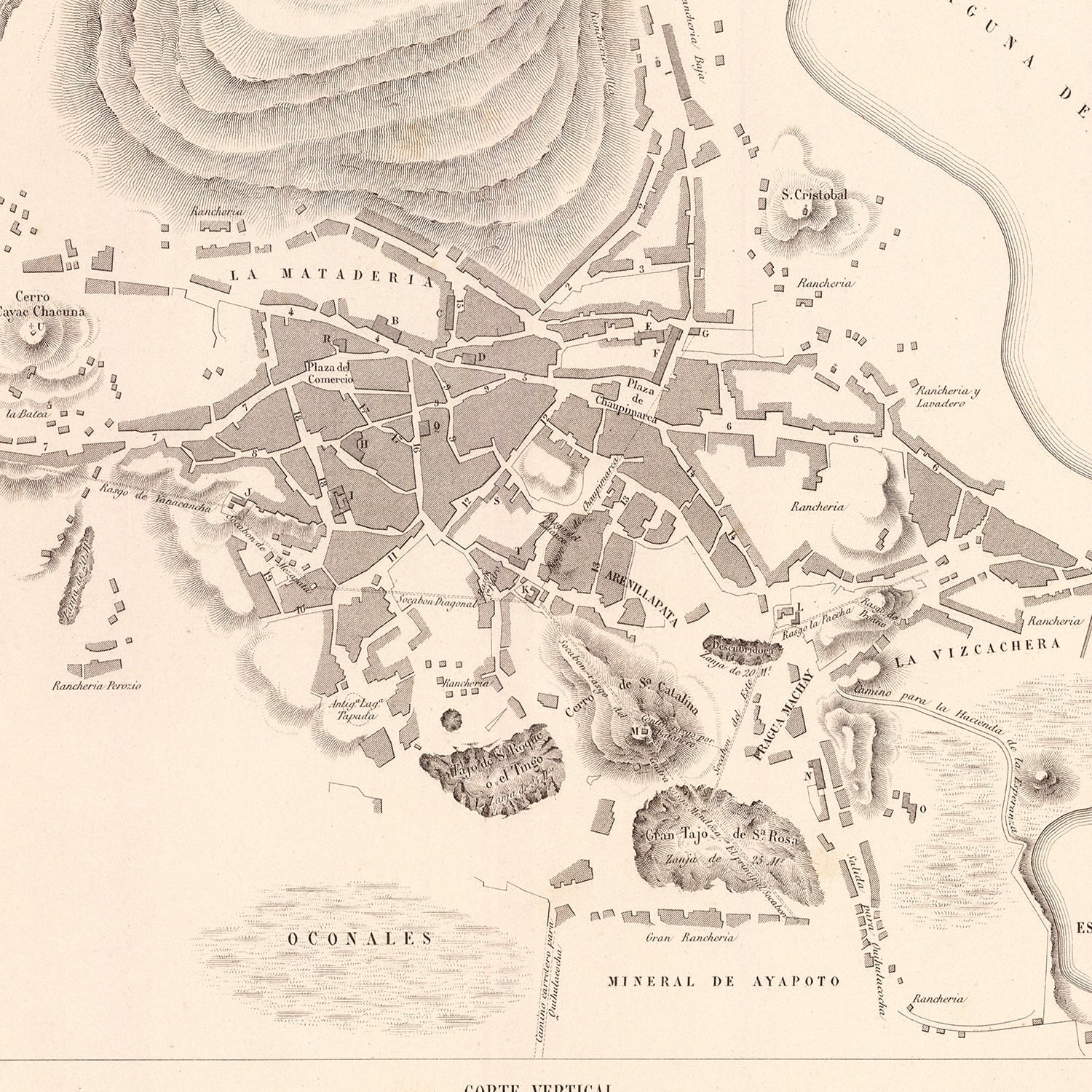 Vintage Map of Cerro de Pasco, Peru 1865