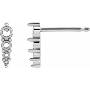 Sterling Silver 2.5 mm Round 4-Stone Graduated Bar Earring Mounting