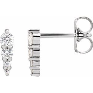 14K White Gold 1/5 CTW Natural Diamond Graduated Bar Earrings