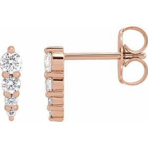 14K Rose Gold 1/5 CTW Natural Diamond Graduated Bar Earrings