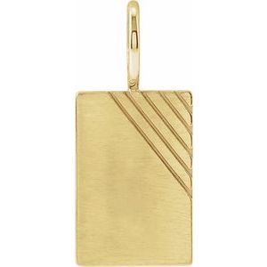 14K Yellow Gold Engravable Dog Tag Charm/Pendant