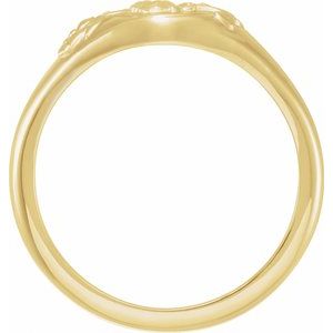 10K Yellow 10.1 mm Oval Floral Signet Ring