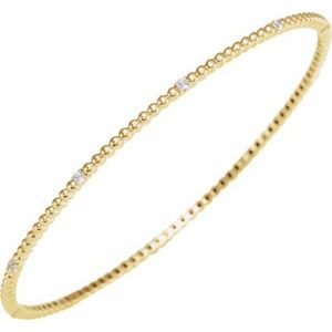 14K Yellow Gold 1/3 CTW Natural Diamond Beaded Bangle 7 3/4" Bracelet – image 2