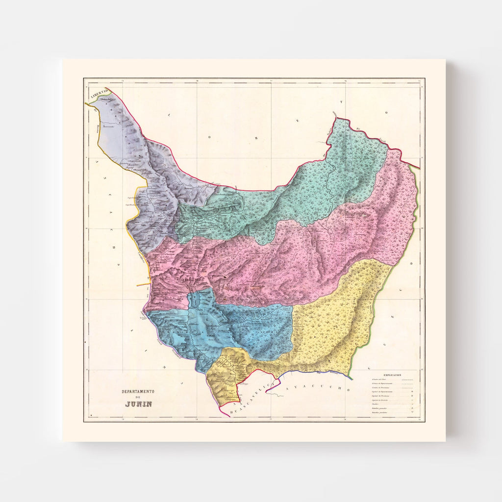 Vintage Map of Junin, Peru 1865