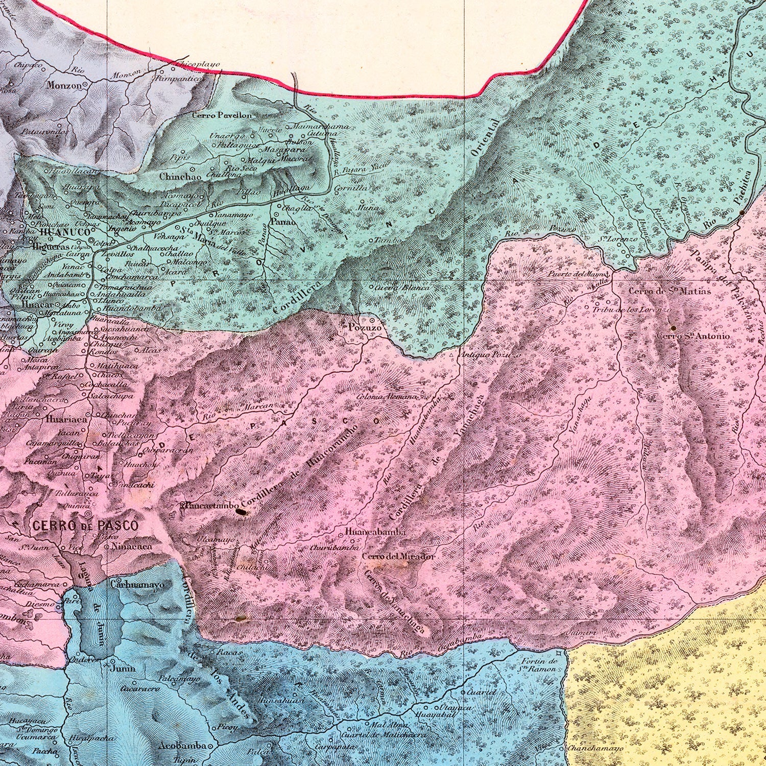 Vintage Map of Junin, Peru 1865