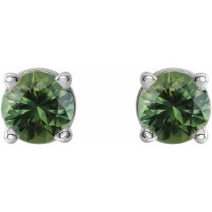 14K White Gold 3 mm Natural Green Sapphire Earrings – image 2