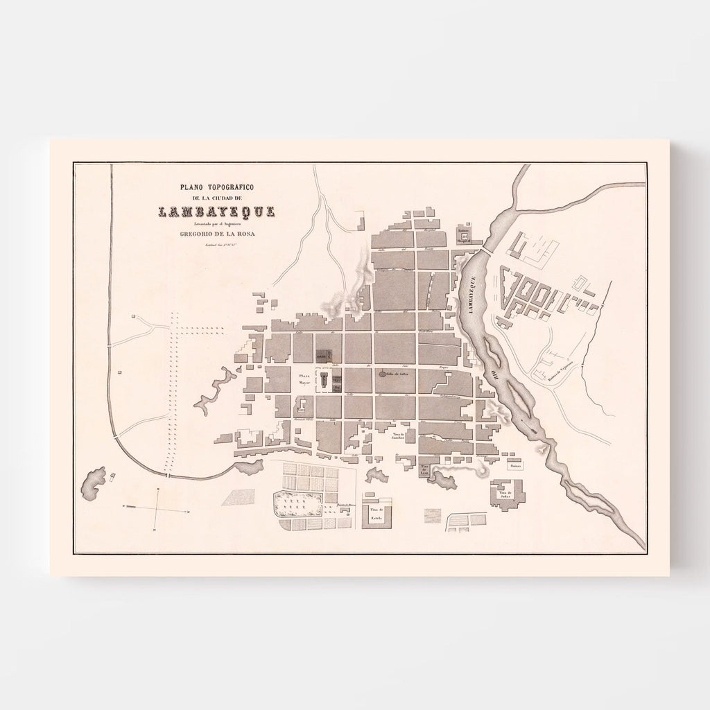 Vintage Map of Lambayeque, Peru 1865