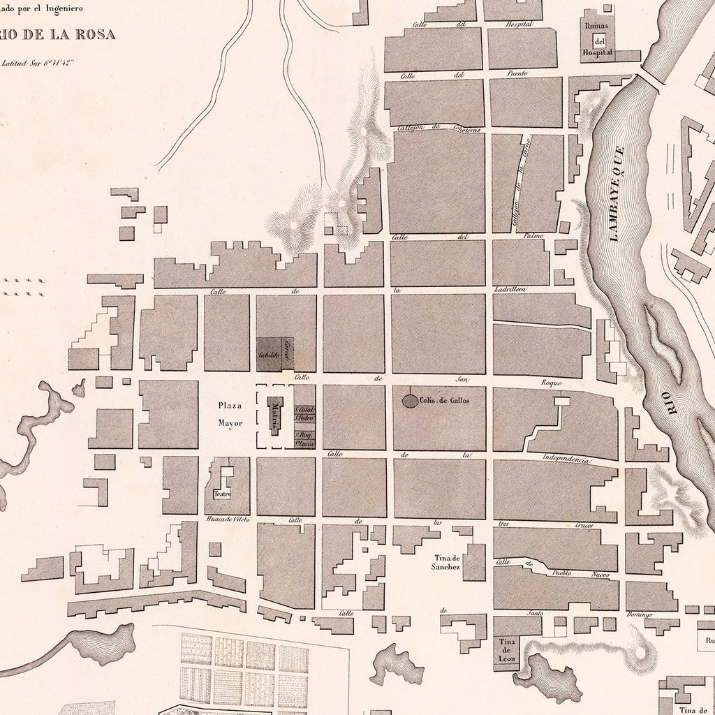 Vintage Map of Lambayeque, Peru 1865