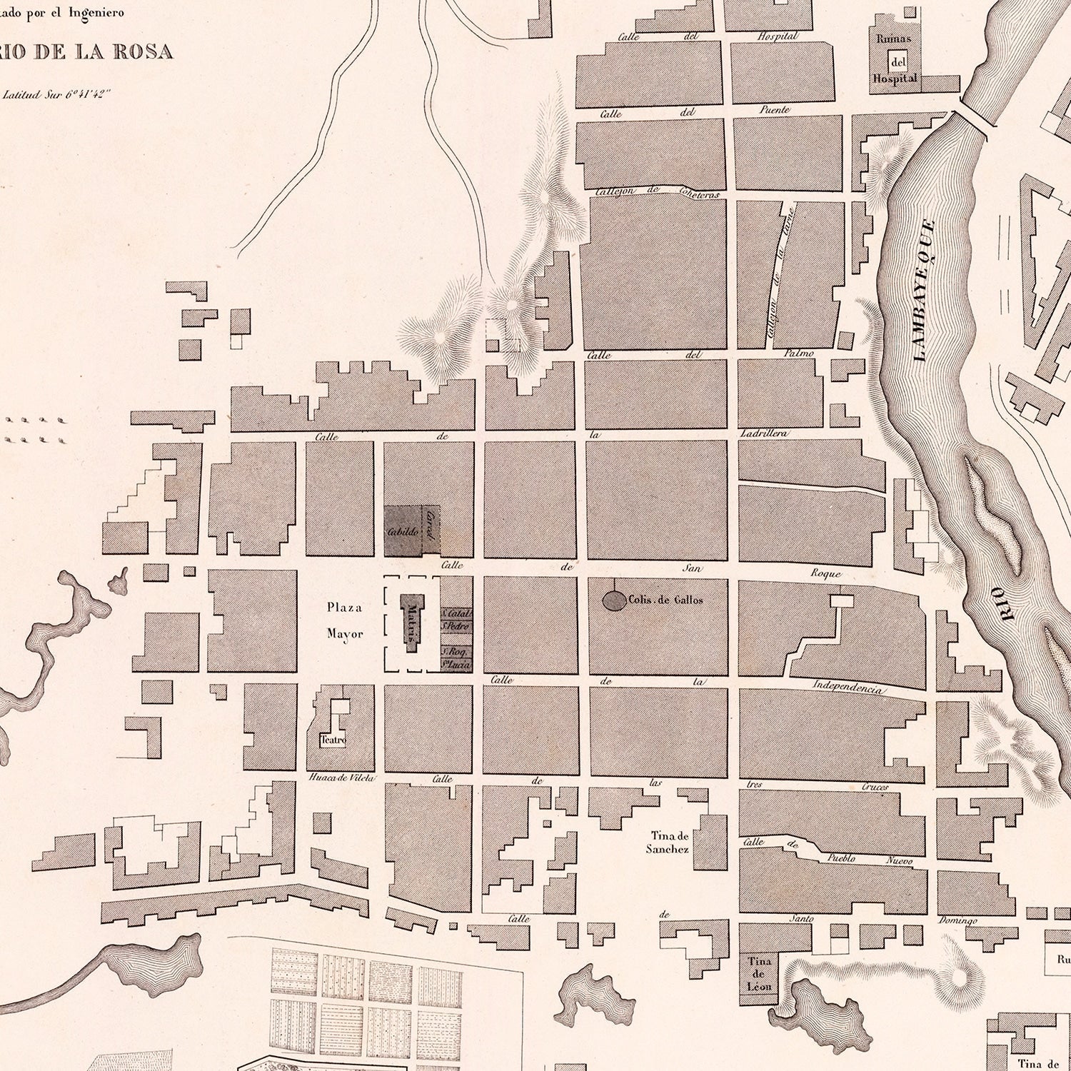 Vintage Map of Lambayeque, Peru 1865