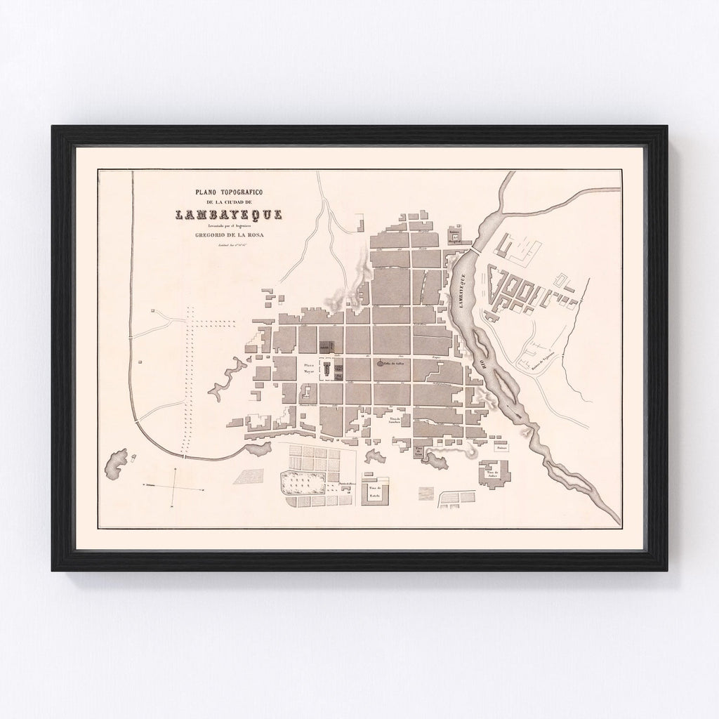 Vintage Map of Lambayeque, Peru 1865