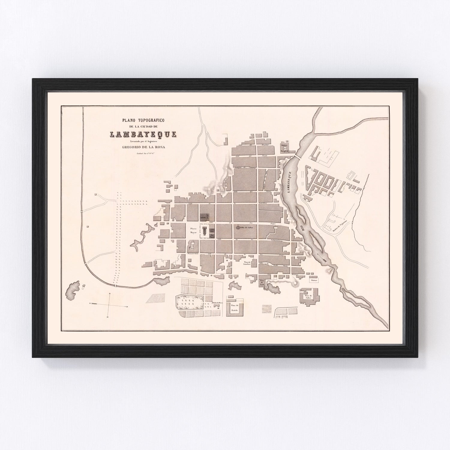 Vintage Map of Lambayeque, Peru 1865