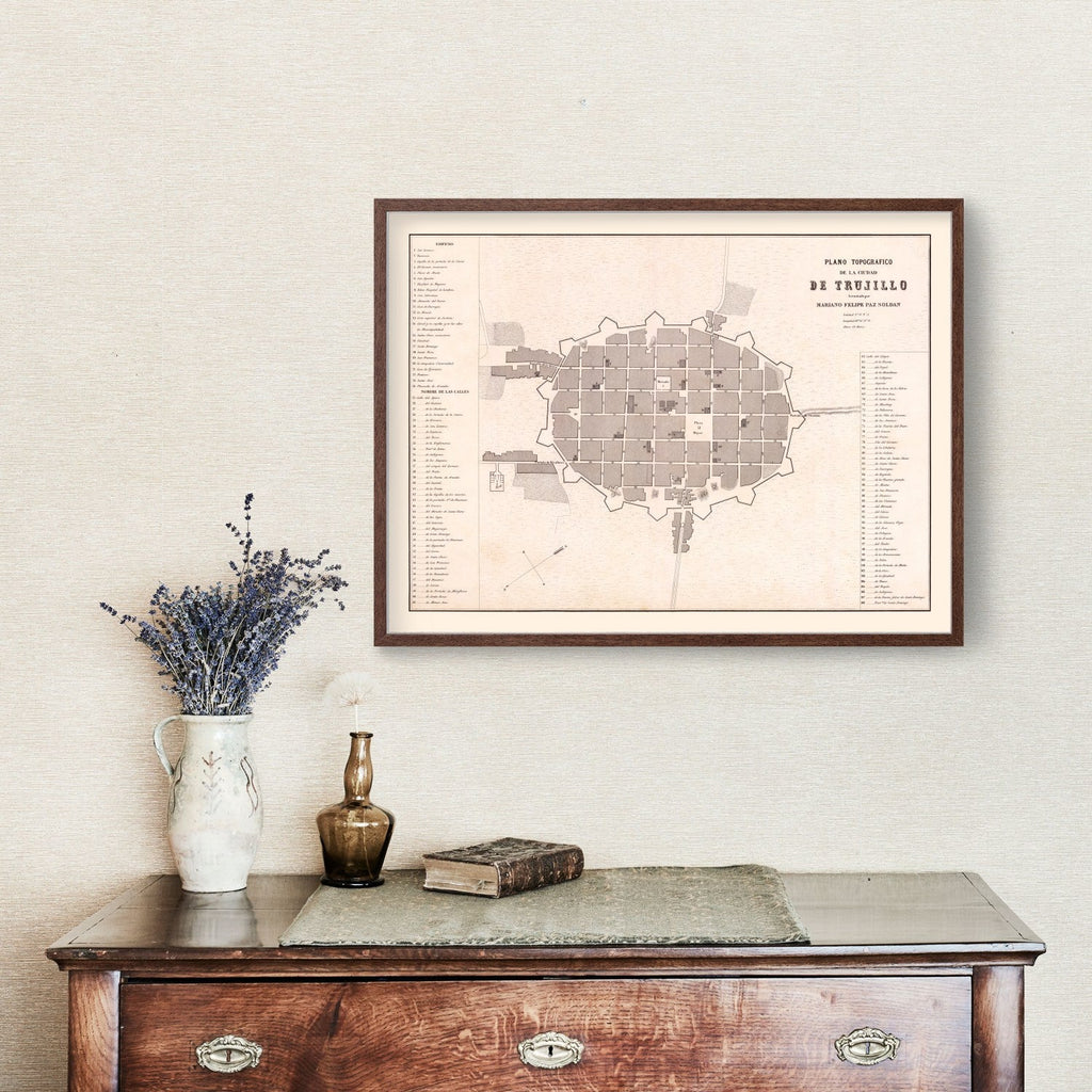 Vintage Map of Trujillo, Peru 1865