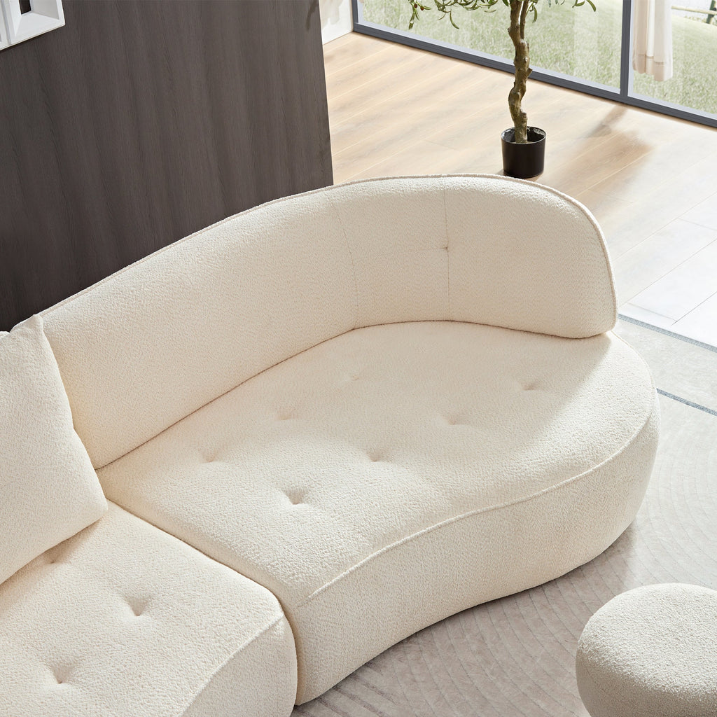 WKS7W 4-Seat Modular Sofa with Removable Pillows in White Durable Fabric and Solid Wood Frame