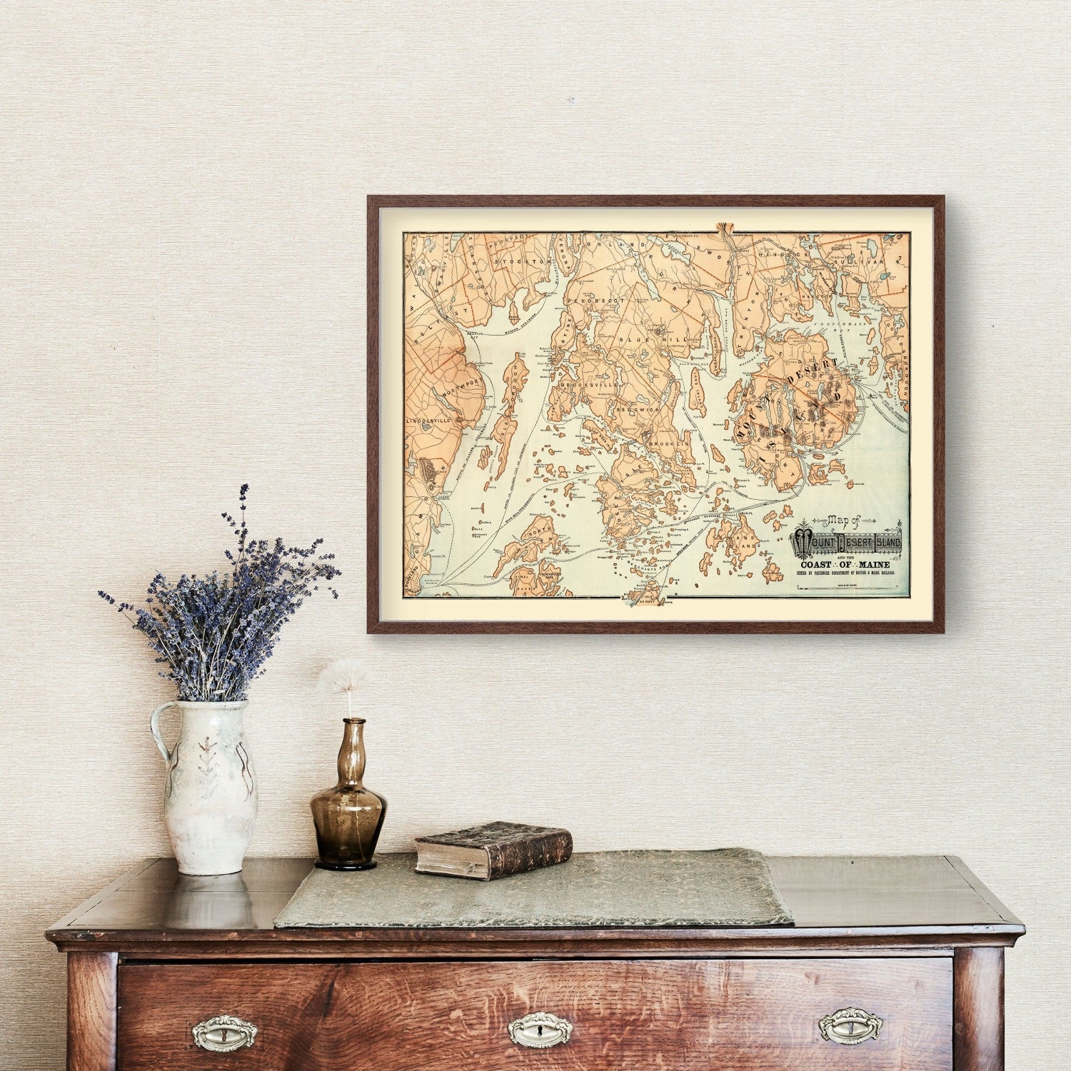 Vintage Map of Mount Desert Island, 1890