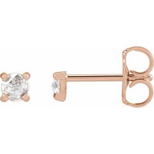 14K Rose Gold 1/8 CTW Rose-Cut Natural Diamond Stud Earrings