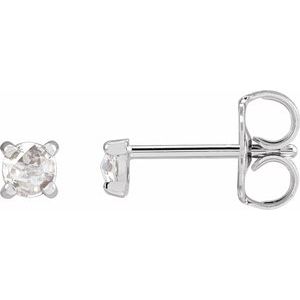 Sterling Silver 1/8 CTW Rose-Cut Natural Diamond Stud Earrings