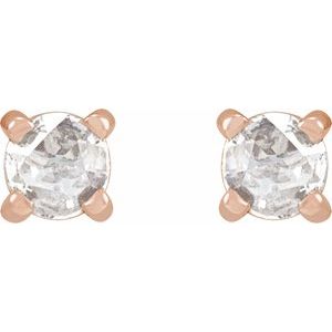 14K Rose Gold 1/8 CTW Rose-Cut Natural Diamond Stud Earrings