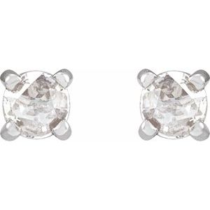 14K White Gold 1/8 CTW Rose-Cut Natural Diamond Stud Earrings – image 2