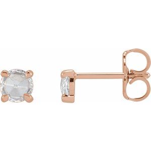14K Rose Gold 1/3 CTW Rose-Cut Natural Diamond Stud Earrings