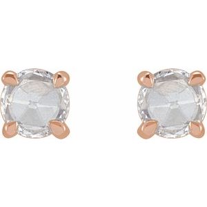 14K Rose Gold 1/3 CTW Rose-Cut Natural Diamond Stud Earrings