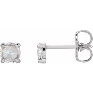 Sterling Silver 1/3 CTW Rose-Cut Natural Diamond Stud Earrings